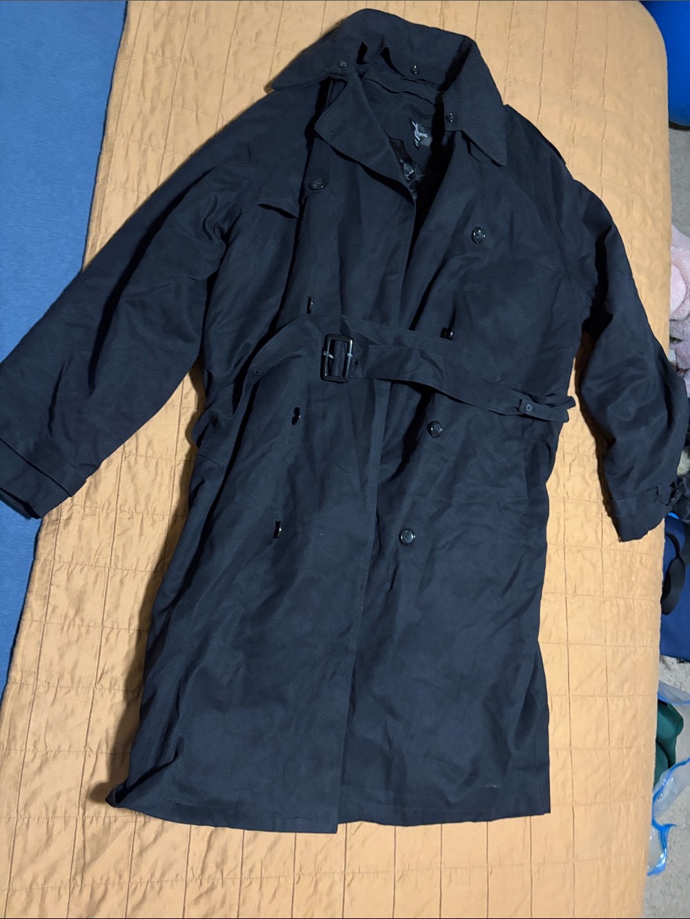 London Fog Navy Double-Breasted Trench Coat with Belt